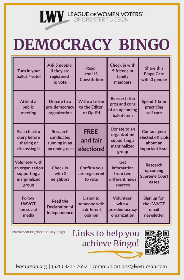 LWV Democracy Bingo Submissions Due