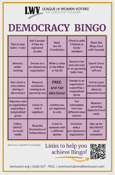 LWV Democracy Bingo Submissions Due